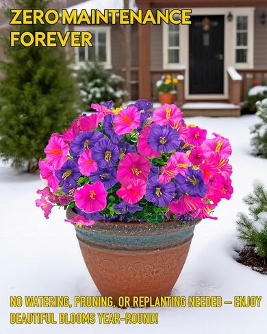 12Pk Morning Glory Artificial Flowers for Outdoors UV Resistant, Realistic Silk Fake Flowers Outside for Planter Hanging Basket Vase, Faux Plants for Home Porch Garden Decorations,Yellow|Spring|Easter in Saudi Arabia