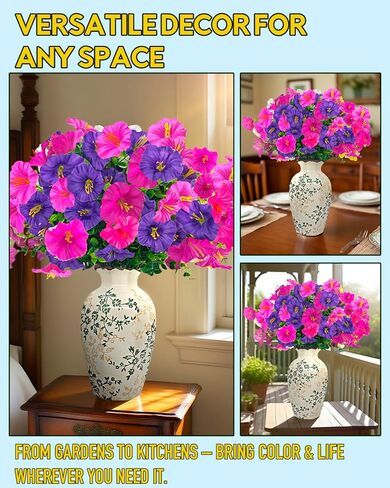 12Pk Morning Glory Artificial Flowers for Outdoors UV Resistant, Realistic Silk Fake Flowers Outside for Planter Hanging Basket Vase, Faux Plants for Home Porch Garden Decorations,Yellow|Spring|Easter in Saudi Arabia