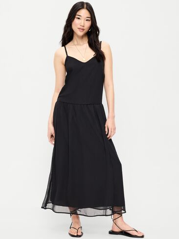 Old Navy Chiffon Drop-Waist Maxi Dress - Black Jack in Saudi Arabia