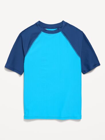 Old Navy Short-Sleeve Rashguard Swim Top for Boys - Blues in Saudi Arabia