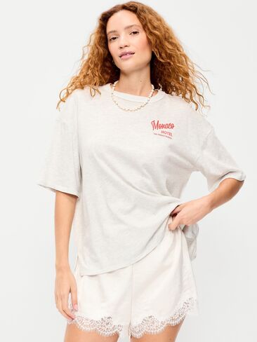 Old Navy Short-Sleeve Loose Graphic T-Shirt - Faux-Heather Gray in Saudi Arabia