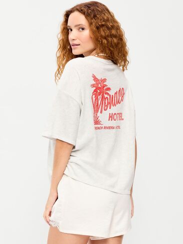 Old Navy Short-Sleeve Loose Graphic T-Shirt - Faux-Heather Gray in Saudi Arabia