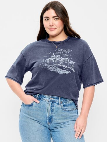 تي شيرت Old Navy بأكمام قصيرة ورسومات فضفاضة - عمق القطب الشمالي in Saudi Arabia