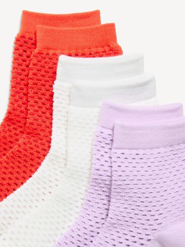 Old Navy Netted Quarter-Crew Socks 3-Pack for Women - Warm Multi in Saudi Arabia