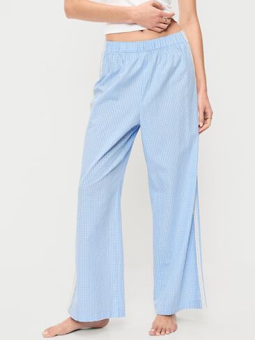 Old Navy Poplin Wide-Leg Pajama Pants - Blue Gingham in Saudi Arabia