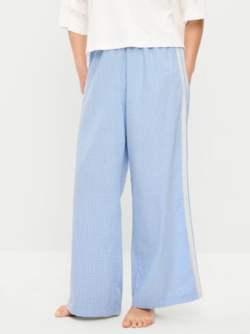 Old Navy Poplin Wide-Leg Pajama Pants - Blue Gingham in Saudi Arabia