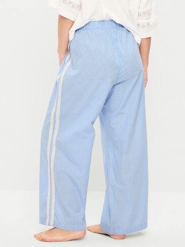 Old Navy Poplin Wide-Leg Pajama Pants - Blue Gingham in Saudi Arabia