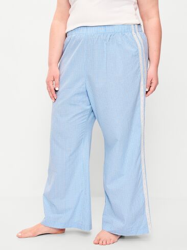 Old Navy Poplin Wide-Leg Pajama Pants - Blue Gingham in Saudi Arabia