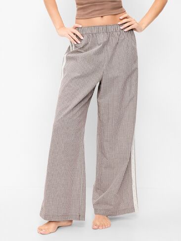 Old Navy Poplin Wide-Leg Pajama Pants - Brown Plaid in Saudi Arabia