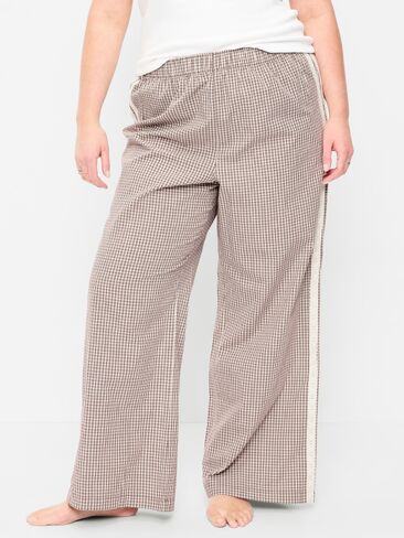 Old Navy Poplin Wide-Leg Pajama Pants - Brown Plaid in Saudi Arabia