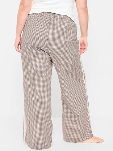 Old Navy Poplin Wide-Leg Pajama Pants - Brown Plaid in Saudi Arabia