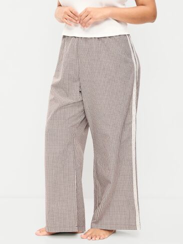 Old Navy Poplin Wide-Leg Pajama Pants - Brown Plaid in Saudi Arabia