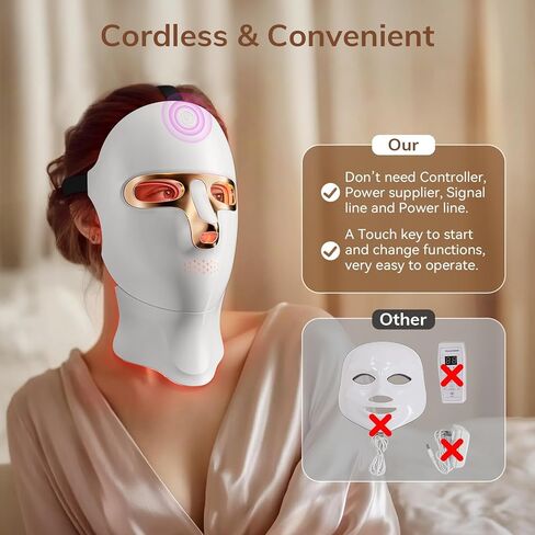 Red Light Therapy Mask for Face,Cordless LED Face Mask Light Therapy,USB C Rechargeable,Infrared Lights Masks for Home Working Travel Yoga Sleep in Saudi Arabia