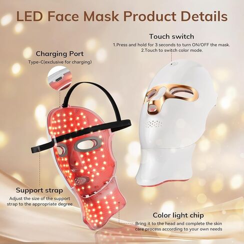 Red Light Therapy Mask for Face,Cordless LED Face Mask Light Therapy,USB C Rechargeable,Infrared Lights Masks for Home Working Travel Yoga Sleep in Saudi Arabia