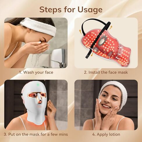 Red Light Therapy Mask for Face,Cordless LED Face Mask Light Therapy,USB C Rechargeable,Infrared Lights Masks for Home Working Travel Yoga Sleep in Saudi Arabia