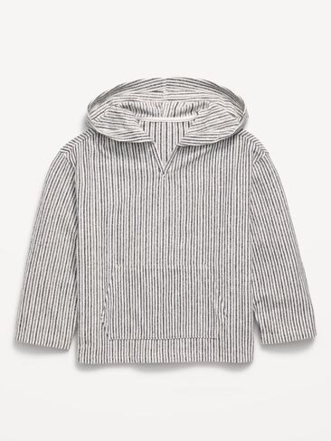 Old Navy Oversized Heavyweight Terry Striped Hoodie for Boys - Navy Blue Stripes in Saudi Arabia