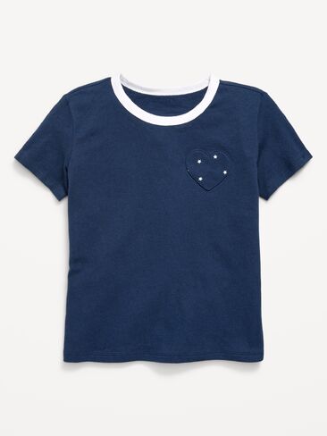 Old Navy Softest Short-Sleeve Pocket T-Shirt for Girls - Obscure Night in Saudi Arabia
