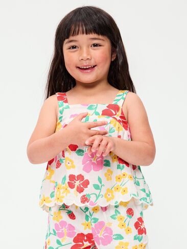 Old Navy Sleeveless Double-Weave Scalloped-Hem Top for Toddler Girls - Multi Floral in Saudi Arabia