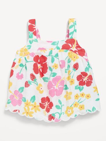 Old Navy Sleeveless Double-Weave Scalloped-Hem Top for Toddler Girls - Multi Floral in Saudi Arabia