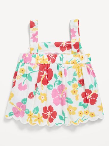 Old Navy Sleeveless Double-Weave Scalloped-Hem Top for Toddler Girls - Multi Floral in Saudi Arabia