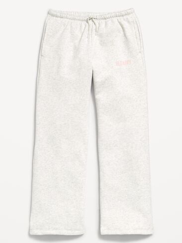 Old Navy High-Waisted Logo-Graphic Wide-Leg Sweatpants for Girls - Light Heather Gray in Saudi Arabia