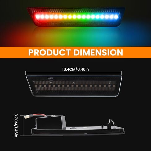 أضواء RGB LED للعلامات الجانبية لسيارة دودج تشالنجر 2008-2014 والشاحن 2011-2014، مصابيح عاكسة للعلامات الجانبية للمصد الخلفي مع جهاز تحكم عن بعد RF 16 لونًا ضوء ستروب، مصابيح وقوف السيارات بعدسة Somked قطعتان in Saudi Arabia