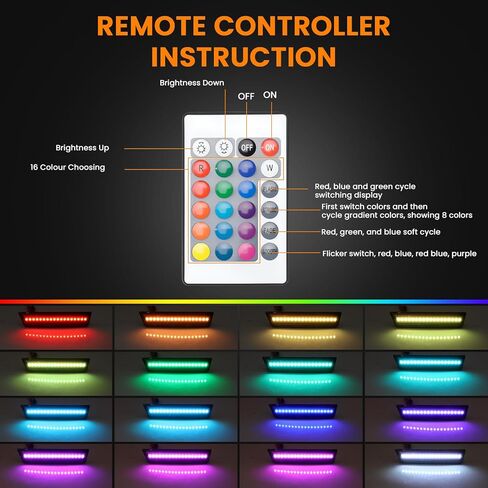 أضواء RGB LED للعلامات الجانبية لسيارة دودج تشالنجر 2008-2014 والشاحن 2011-2014، مصابيح عاكسة للعلامات الجانبية للمصد الخلفي مع جهاز تحكم عن بعد RF 16 لونًا ضوء ستروب، مصابيح وقوف السيارات بعدسة Somked قطعتان in Saudi Arabia