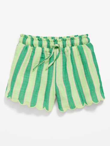 Old Navy Double-Weave Shorts for Toddler Girls - Green Stripe in Saudi Arabia