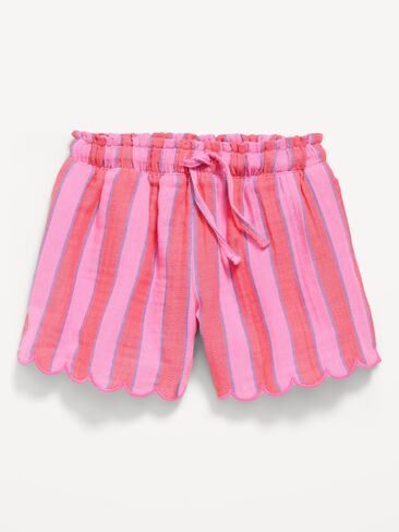 Old Navy Double-Weave Shorts for Toddler Girls - Pink & Red Stripe in Saudi Arabia