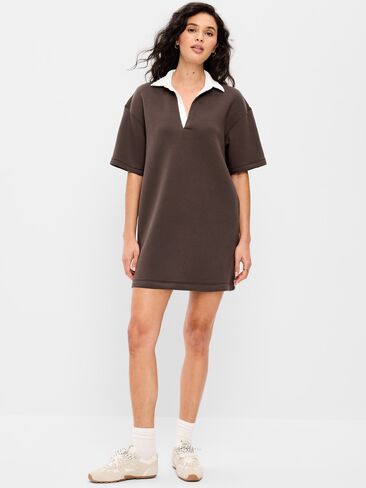 Old Navy Bounce Fleece Short-Sleeve Polo Dress - Black Coffee in Saudi Arabia