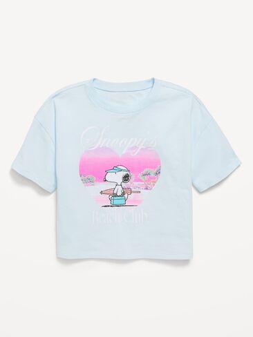 Old Navy Peanuts™ Snoopy Oversized Graphic Cropped T-Shirt for Girls - Iced Water in Saudi Arabia