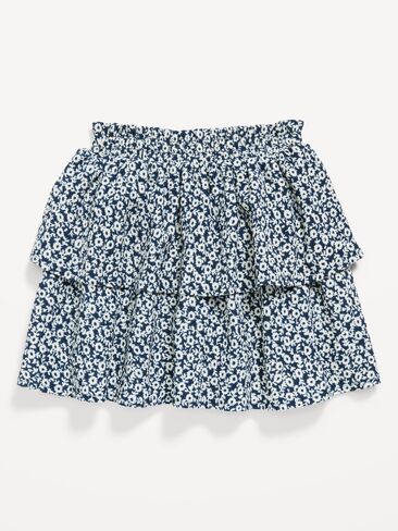 تنورة ذات طبقات مجعدة مطبوعة من Old Navy للفتيات الصغيرات - زهور داكنة اللون in Saudi Arabia