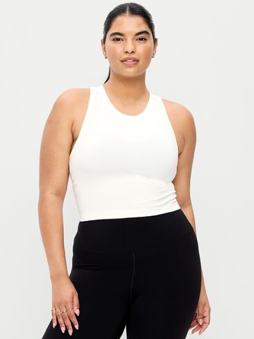 Old Navy Seamless Fitted High-Neck Crop Top - Magnolia in Saudi Arabia
