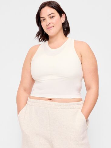 Old Navy Seamless Fitted High-Neck Crop Top - Magnolia in Saudi Arabia