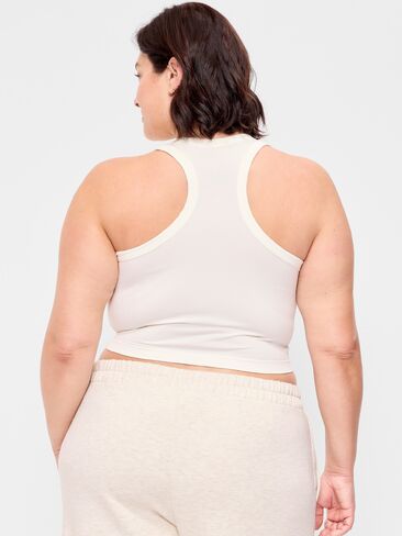 Old Navy Seamless Fitted High-Neck Crop Top - Magnolia in Saudi Arabia