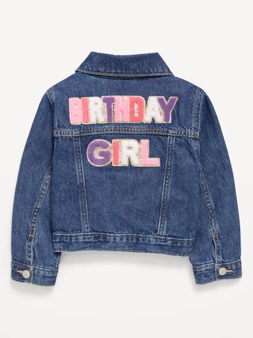 سترة دنيم قصيرة من Old Navy للفتيات الصغيرات - غسيل متوسط in Kuwait