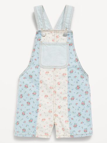 شورت جينز فضفاض مطبوع عليه Old Navy للفتيات الصغيرات - زهور مزخرفة in Kuwait