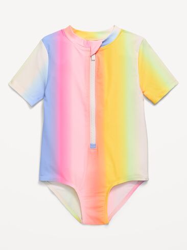 Old Navy Zip-Front Rashguard One-Piece Swimsuit for Toddler Girls - OLX SS RASHGAU:WRM OMBR in Saudi Arabia