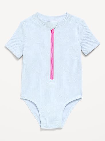 Old Navy Textured Zip-Front Rashguard One-Piece Swimsuit for Toddler Girls - Sky Maintenance in Saudi Arabia