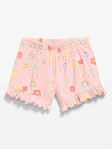 Old Navy Printed Ribbed Ruffled Shorts for Toddler Girls - Birthday Party in Saudi Arabia