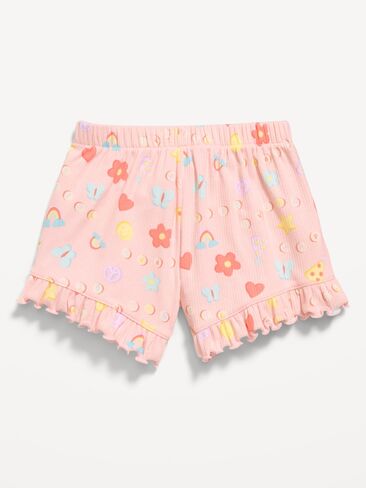 Old Navy Printed Ribbed Ruffled Shorts for Toddler Girls - Birthday Party in Saudi Arabia