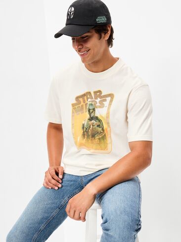 تي شيرت Old Navy Star Wars™ ثقيل الوزن مغسول بالملابس للبالغين - ملح البحر in Kuwait