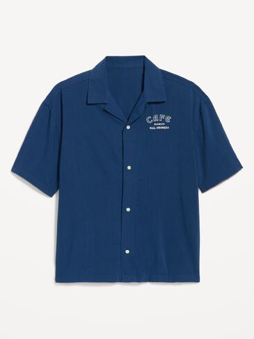 قميص Old Navy بأكمام قصيرة ثقيل الوزن - أزرق باسيفيك in Kuwait