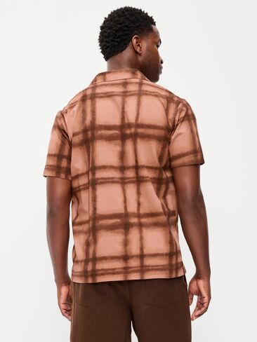 Old Navy Short-Sleeve Camp Shirt - Brown Grid in Saudi Arabia