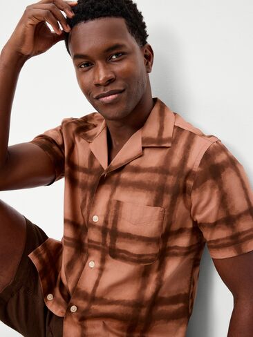 Old Navy Short-Sleeve Camp Shirt - Brown Grid in Saudi Arabia