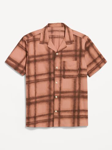 Old Navy Short-Sleeve Camp Shirt - Brown Grid in Saudi Arabia