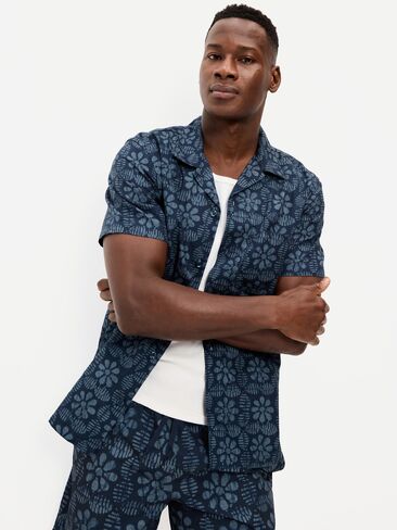 Old Navy Short-Sleeve Camp Shirt - Blue Floral in Saudi Arabia