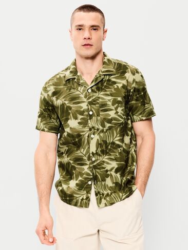 Old Navy Short-Sleeve Camp Shirt - Green Palm Leaf in Saudi Arabia