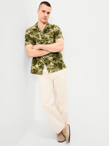 Old Navy Short-Sleeve Camp Shirt - Green Palm Leaf in Saudi Arabia