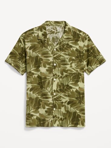 Old Navy Short-Sleeve Camp Shirt - Green Palm Leaf in Saudi Arabia
